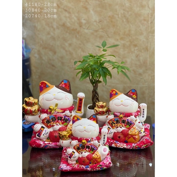 Mèo thần tài Thiên kim vạn lượng, mèo may mắn Neko maneki (16-20-25-32Cm)