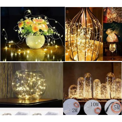 Combo bộ 5 dây Fairy light - Đèn đom đóm - Dây led chạy bằng Pin tiểu AA