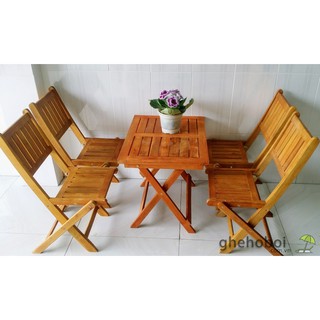Bộ bàn ghế gỗ xếp cafe mini ( 1 bàn + 4 ghế )