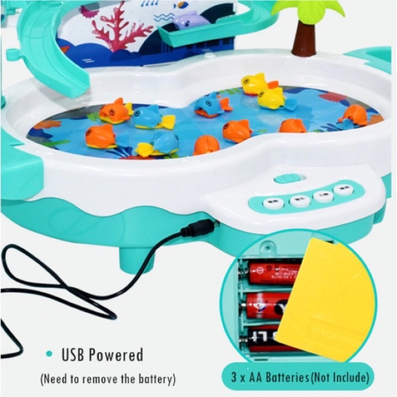 Đồ chơi cho bé, Bộ câu cá cầu trượt mô hình thác nước có nhạc vui nhộn kèm đàn phát triển tư duy