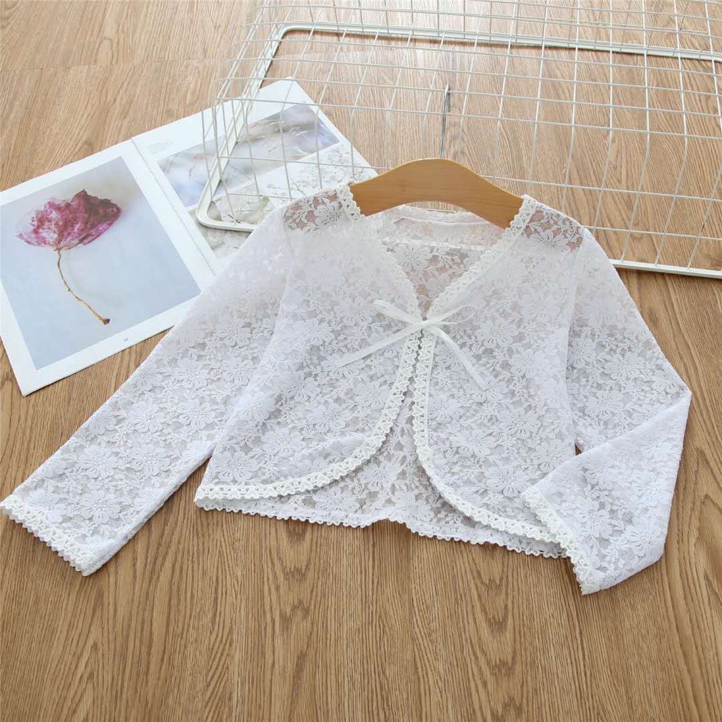 Áo Khoác Ren Mỏng Tay Dài Thời Trang Dành Cho Bé Gái