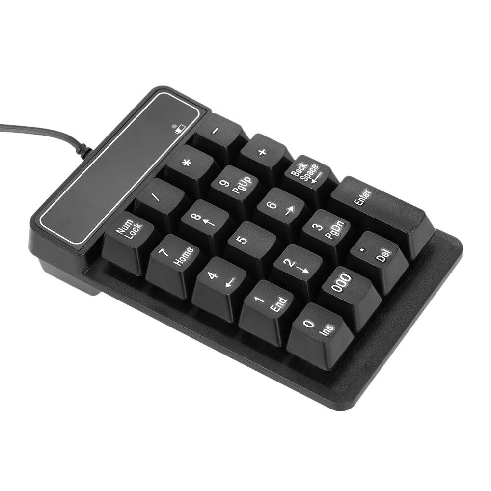 Ê USB Wired Numeric Keypad Mechanical Feel Number Pad Keyboard 19 Keys Water-proof for Laptop Desktop PC Notebook Black