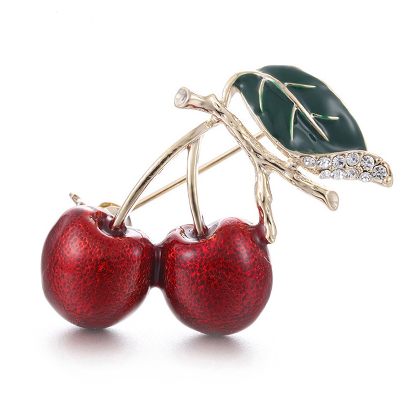 Ghim Cài Áo Hình Quả Cherry Đính Đá Dễ Thương