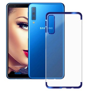 Samsung Galaxy A7 2018 Ốp silicon trong suốt viền màu- không bai giãn- không ố vàng