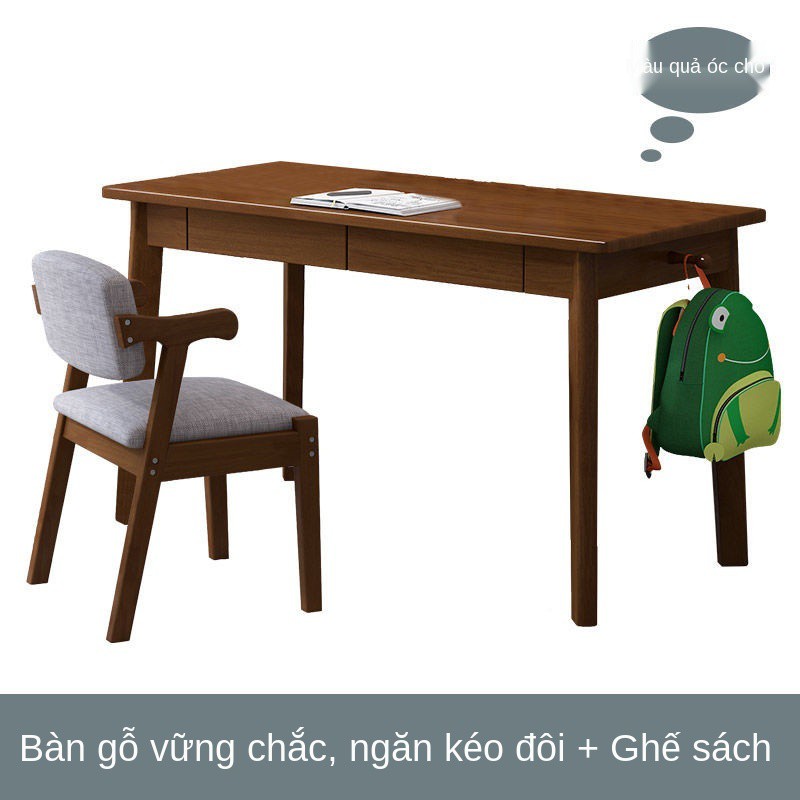 Tất cả bàn làm bằng gỗ nguyên khối học sinh viết máy tính tối giản hiện đại để tại nhà nhỏ