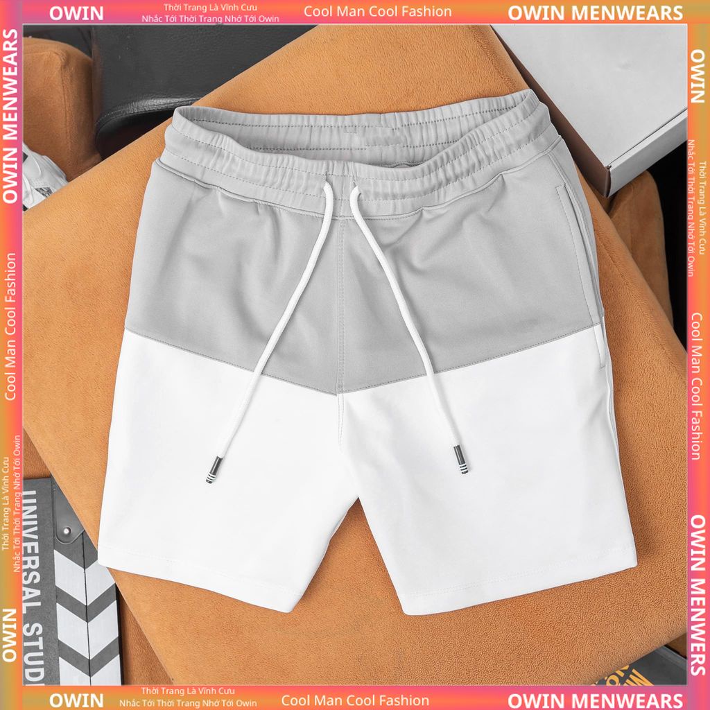 Quần đùi nam phối trắng độc đáo, quần short nam thể thao chất cotton dày dặn thoáng mát QD03 - OWIN