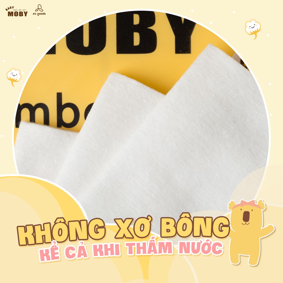 Bông miếng cotton cho bé Moby Baby, bông thấm tiệt trùng đa năng tự nhiên - Monnie Kids