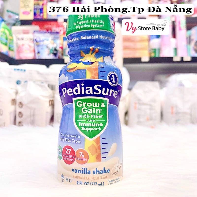 Sữa nước Pediasure Grow Gain Prebiotic Fiber chất xơ vani 237ml, date 2022