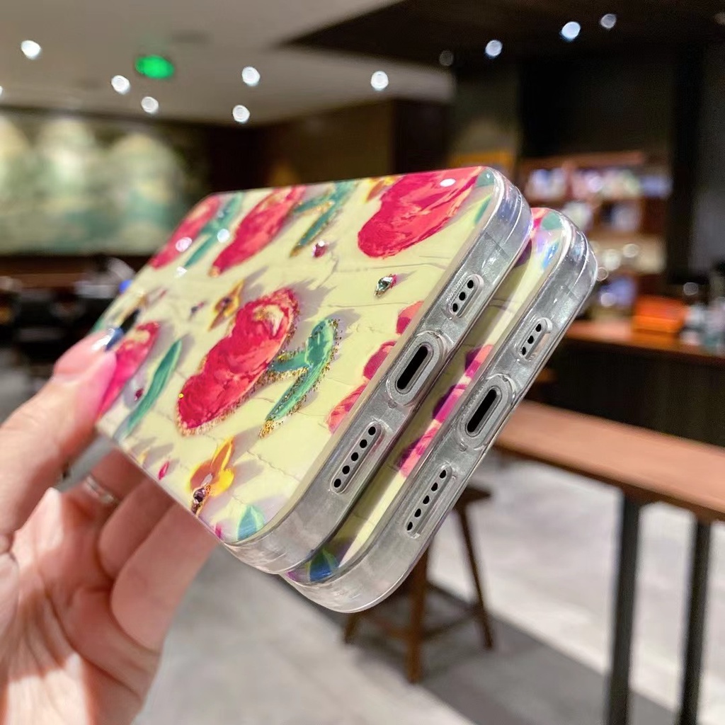 Ốp Điện Thoại tpu Mềm Hình Hoa tulip Đỏ Lấp Lánh Cho Iphone 12 pro max 11 pro max xs max xr x 13promax 7plus