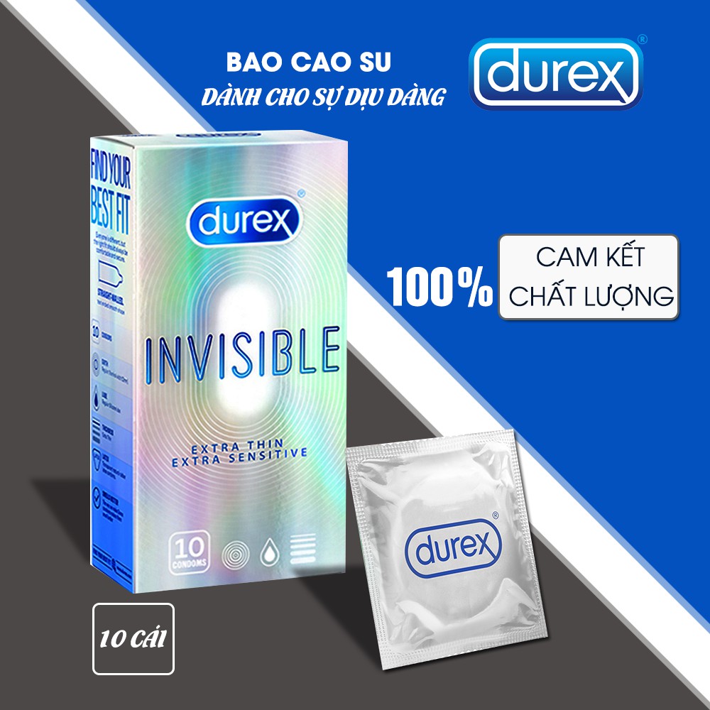 [Durex Chính Hãng] Bộ 5 Hộp Bcs Durex InViSiBLE (Hộp 10 cái) Dòng Bcs Siêu Mỏng Đang Làm Mưa Làm Gió Trên Thị Trường BCS