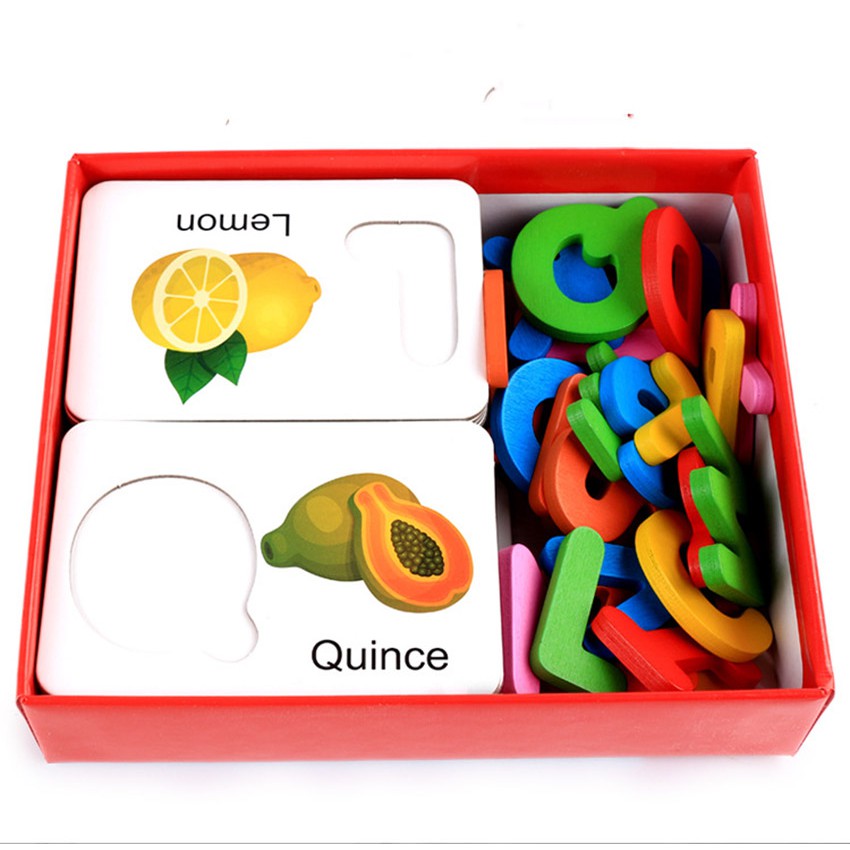 Bộ xếp hình chữ cái Tiếng Anh bằng gỗ dạng Flashcard - dochoigo020 - Smart Baby Toys