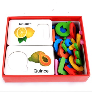 Bộ xếp hình chữ cái Tiếng Anh bằng gỗ dạng Flashcard - Baby Toys- dochoigo020