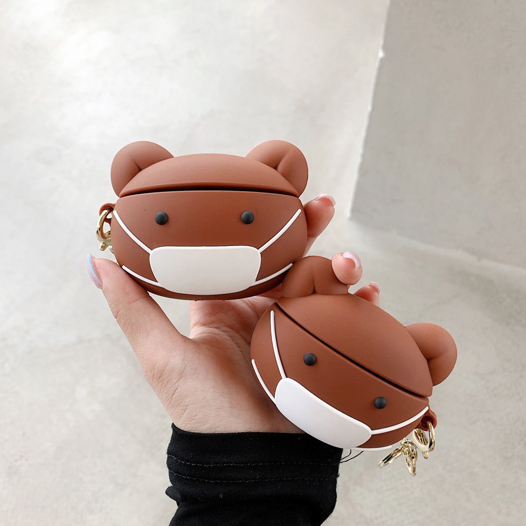 Airpods case Cute cartoon bear Mask Airpods pro case creative airpods 1 2 pro protective cover