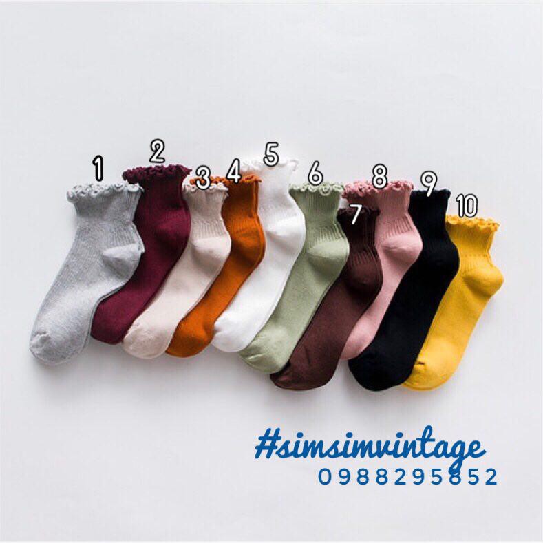 Tất cổ bèo vintage cổ lửng tiểu thư Style Hàn Quốc - vớ cổ lửng nam nữ bèo nhún đà lạt điệu