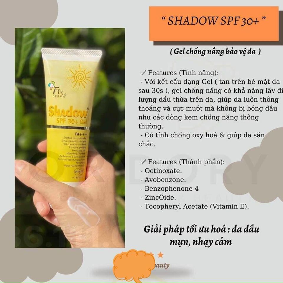 Kem Chống Nắng Fixderma Kcn Shadow Fixderma SPF 50+ SPF 30+ Cho Da Dầu Mụn Da Nhạy Cảm 75g