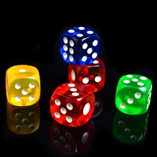 Set 5 viên xí ngầu trong suốt màu đỏ (Transparent Dice) 1.56 CM