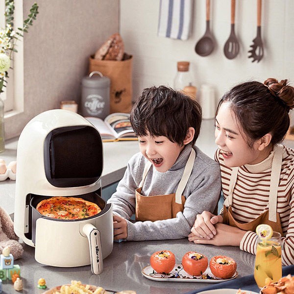 Nồi chiên không dầu mini chính hãng BEAR QZG-E12K5 màu trắng , chất liệu an toàn , đối lưu bh12 tháng
