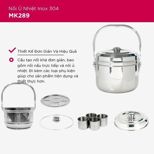 Thanh lý trưng bày - Nồi Ủ Nhiệt Mishio MK289 Inox 304