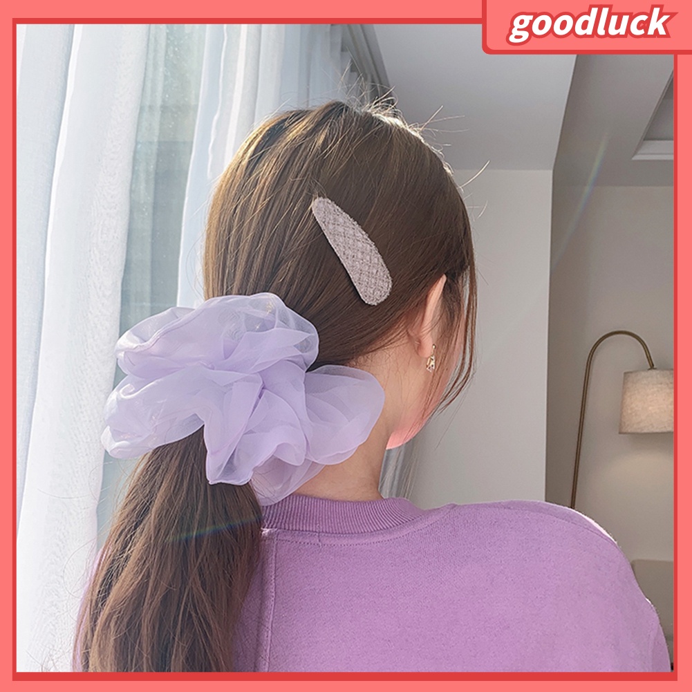 Dây Buộc Tóc Đuôi Ngựa Vải Tuyn Co Giãn Màu Sắc Trơn Cho Nữ