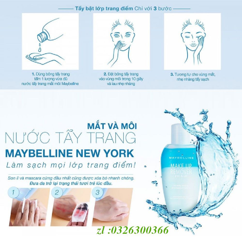 Nước Tẩy Trang Mắt Môi 150ml Maybelline New York Eye & Lip Makeup Remover