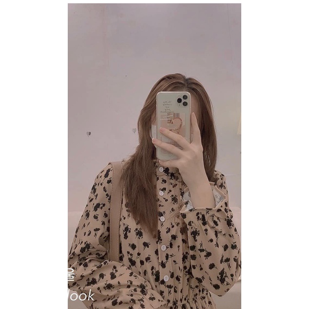 Đầm hoa nhí, váy nữ cúc ngực chun eo dáng dài, phong cách nhẹ nhàng tiểu thư cực xinh 7.beautiful