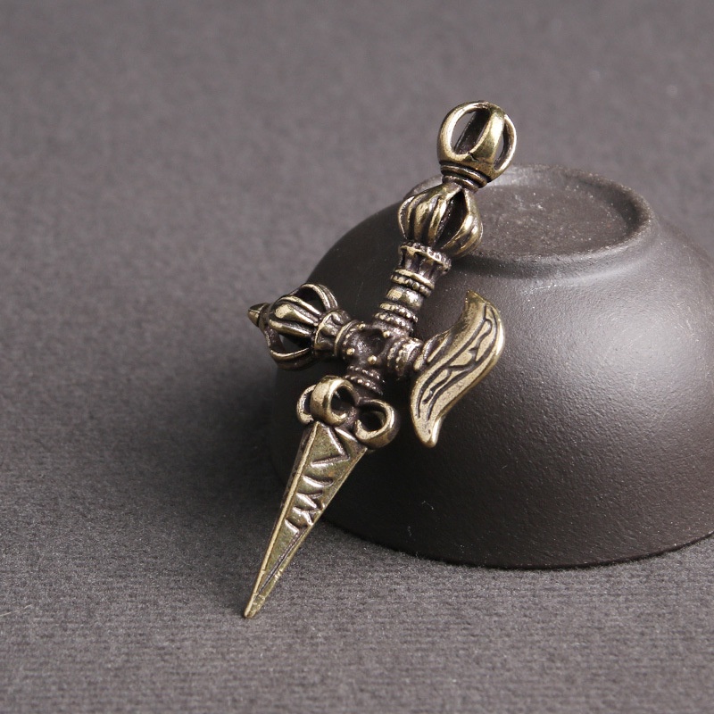 Mặt dây chuyền móc khóa trang sức hình lưỡi liềm bằng đồng thau phong cách Tây Tạng thời trang