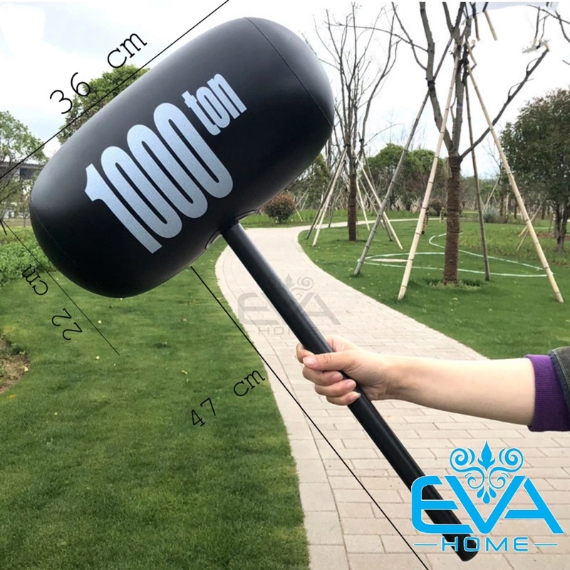 Đồ Chơi Bơm Hơi Búa Tạ Đen Lớn 1000 Ton Big Size Vui Nhộn Kèm Bơm Large Inflatable Hammer 1000Ton With Pump