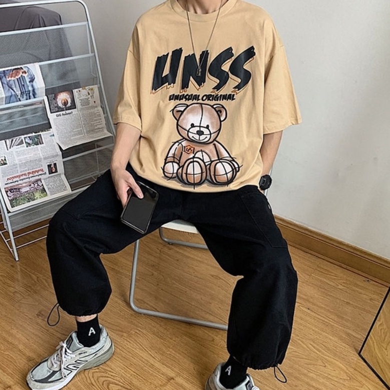 Áo phông nam nữ Gấu UNSS ngắn tay BIGOMALL - Áo thun Unisex Freesize 55kg