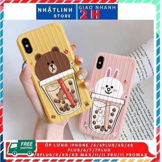 Ốp Lưng iphone Cốc Gấu Và Cốc Thỏ Sọc 6/6s/6plus/6s plus/7/8/7plus/8plus/x/xs/xs max/11/11pro max-H2