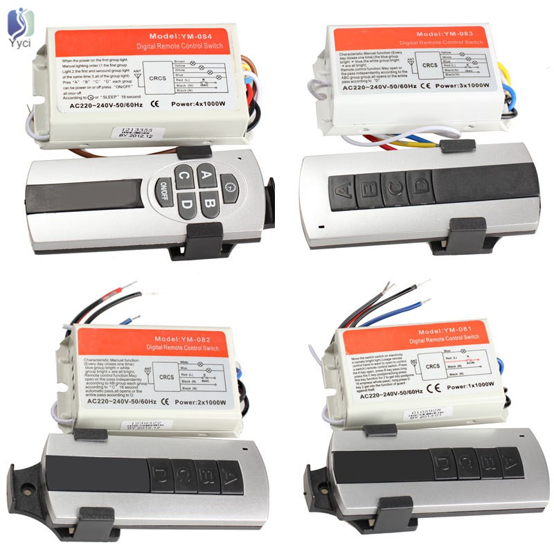 Công tắc điều khiển từ xa Yy 1/2/3/4 220V có nút BẬT/TẮT cho đèn