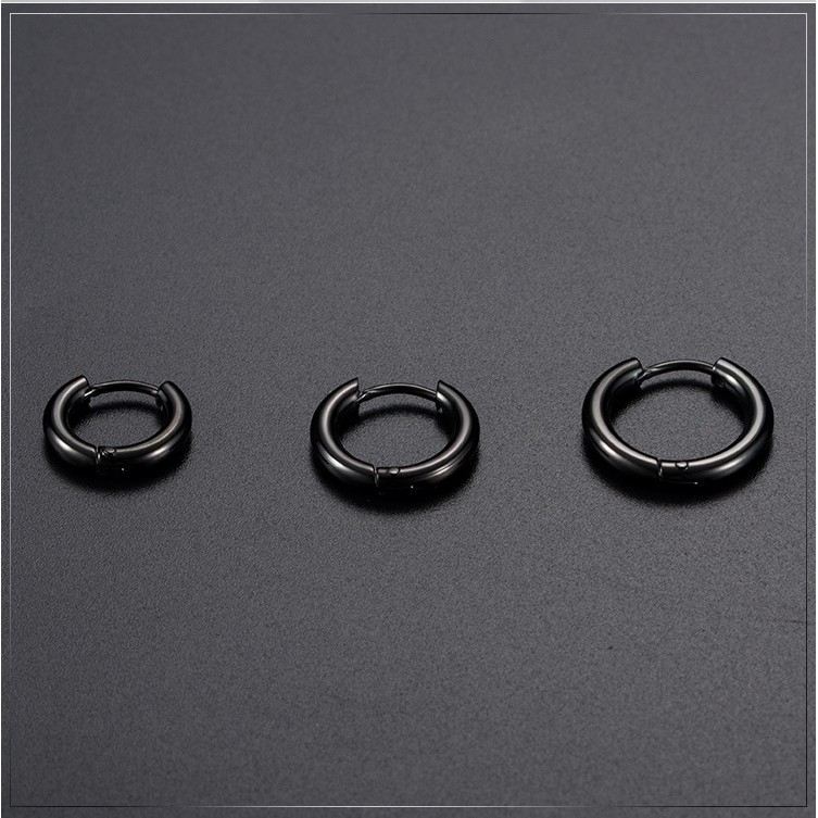 KHUYÊN TRƠN, loại chuẩn MÀU ĐEN 2,5mm, titan không gỉ, unisex