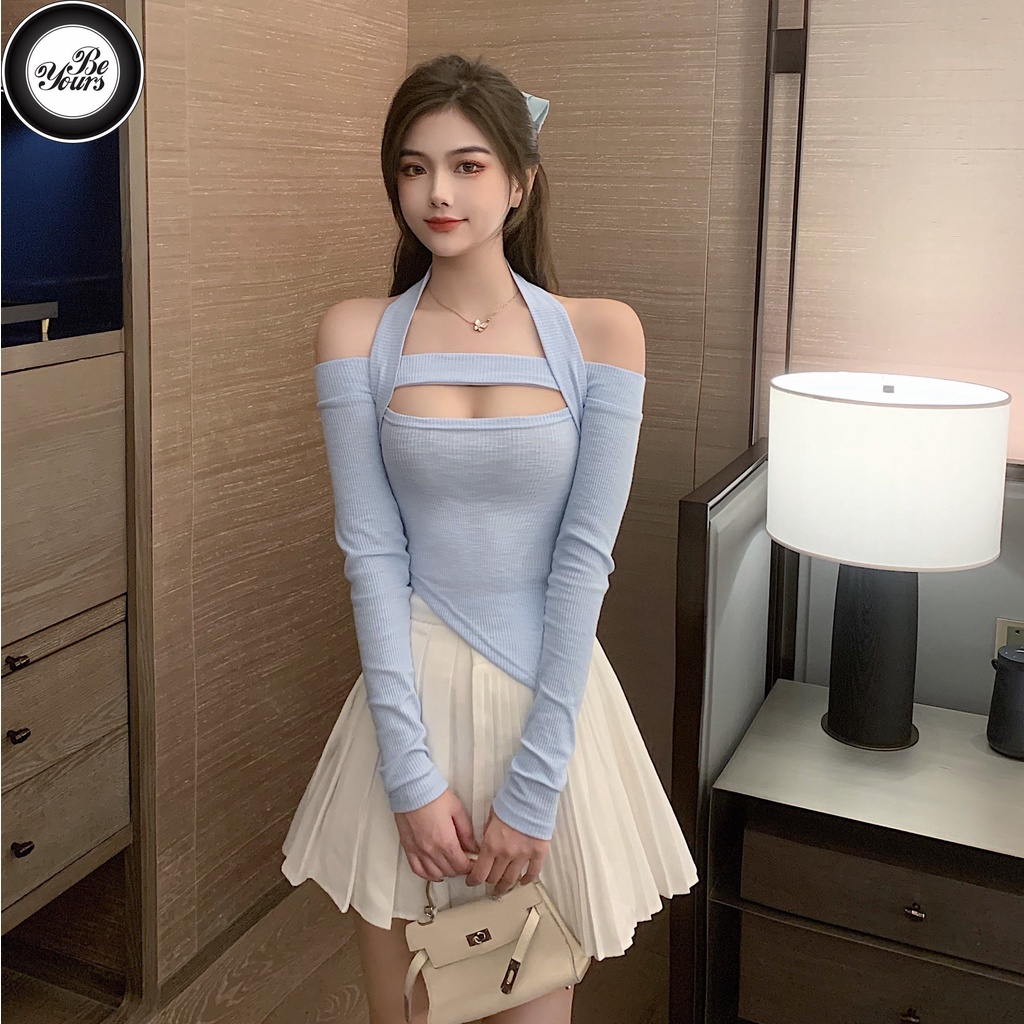 Áo Thun Croptop Tay Dài Hở Vai Ôm Dáng Kiểu Áo Hot Girl Kiểu Sang Chảnh "HỞ VAI ADAM" | BigBuy360 - bigbuy360.vn