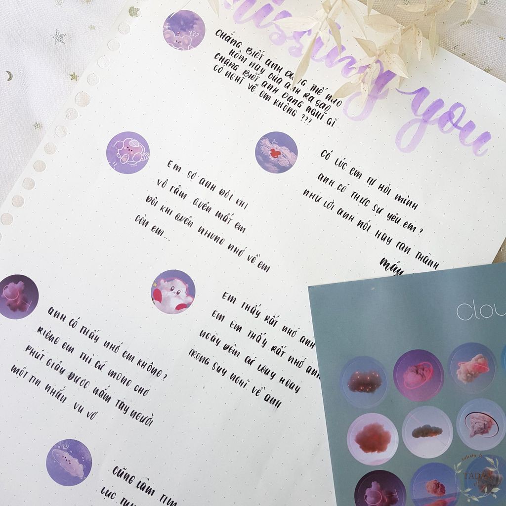 Set 5 sticker hình tròn miếng dán chấm round sticker nhãn dán tròn hoa bầu trời galaxy emoji trang trí sổ tay, thiệp DIY
