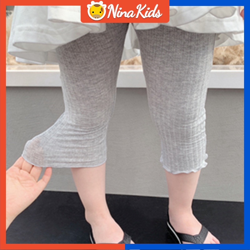 Quần Legging Cotton Co Giãn Thoáng Khí Thời Trang Mùa Hè Cho Bé Gái 2-9 Tuổi