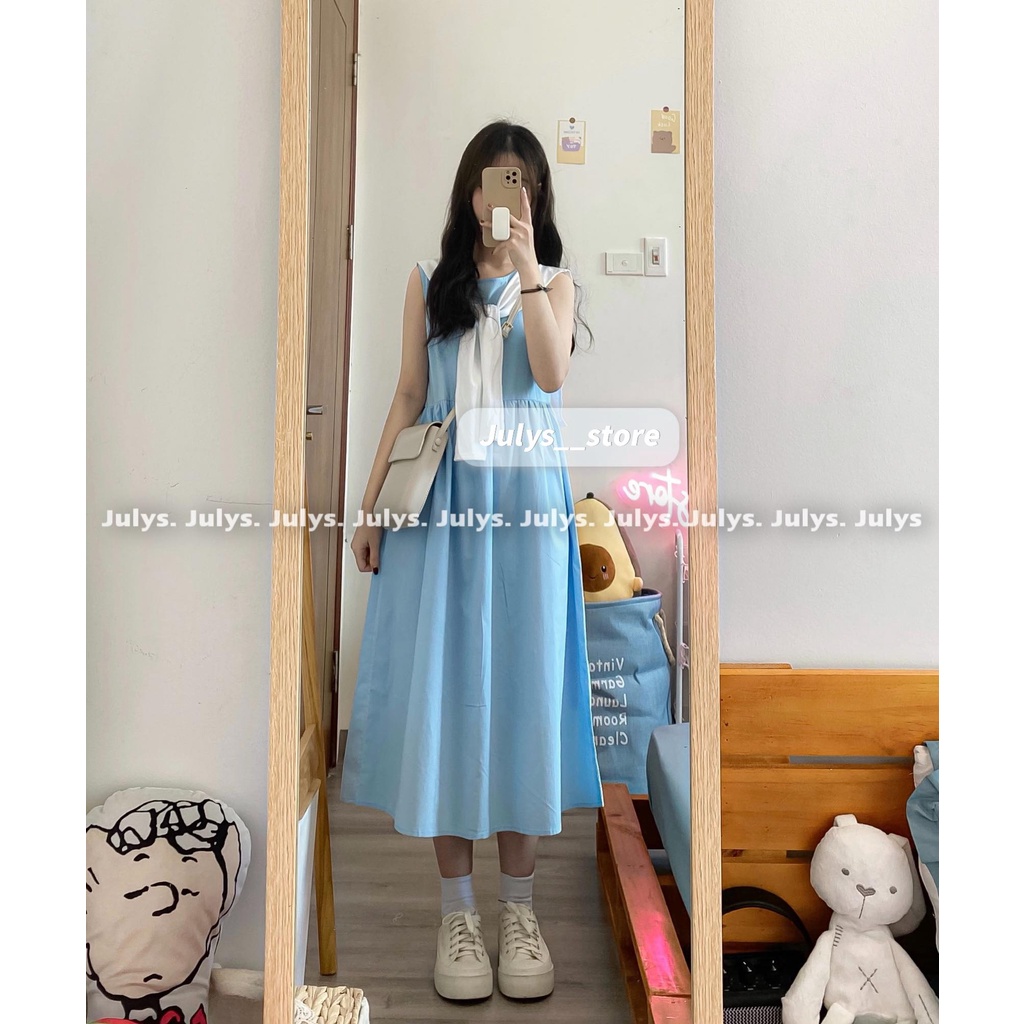 Đầm babydoll thô sát nách kèm khăn choàng (ảnh thật kèm video)