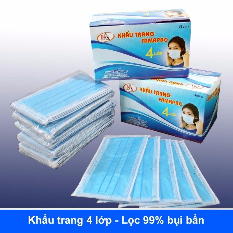 Hộp 50 cái khẩu trang y tế 4 lớp lọc Xanh - mã 356