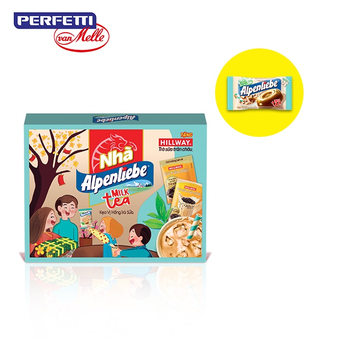 Hộp Kẹo Alpenliebe Hồng Trà Sữa Tặng Kèm Trà Sữa Chân Trâu Hillway - 433g