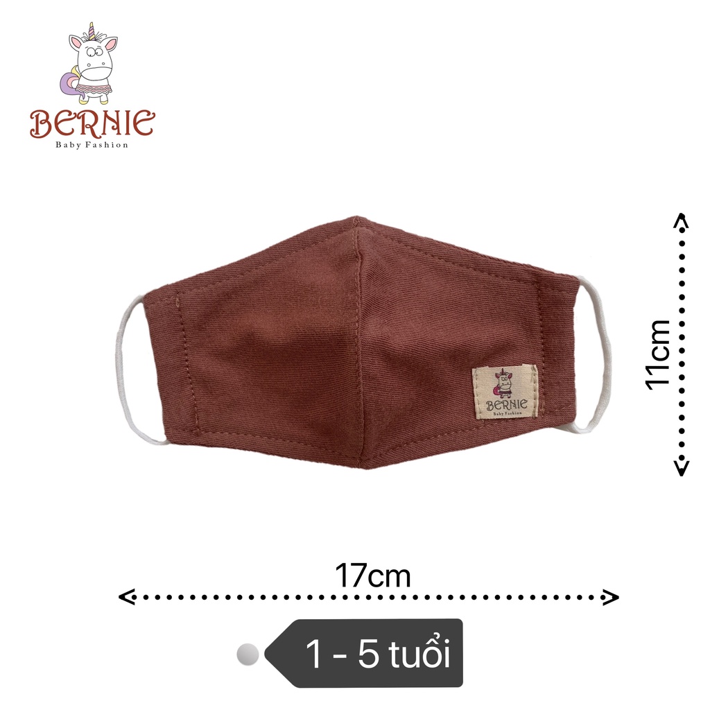 Khẩu trang vải BERNIE 2 lớp cotton 100% hữu cơ tự nhiên thông thoáng, mềm mại với da cho bé từ 0-4 tuổi-22A999