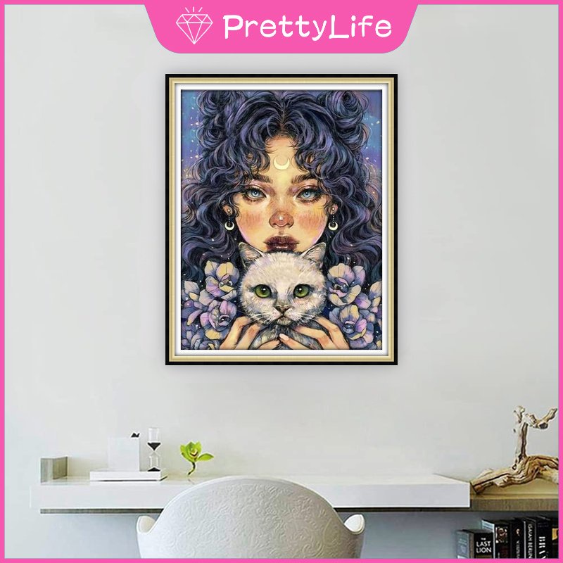 Bộ Tranh Đính Đá 5D Tự Làm 30x40cm / 40x50cm Hình Cô Gái Xinh Đẹp Trang Trí Nhà Cửa