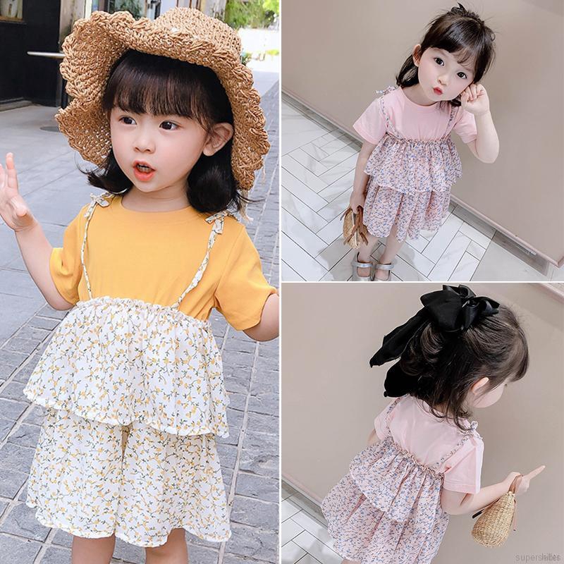 Đầm công chúa giả 2 lớp in họa tiết hoa xinh xắn thời trang mùa hè cho bé gái từ 0-5 tuổi