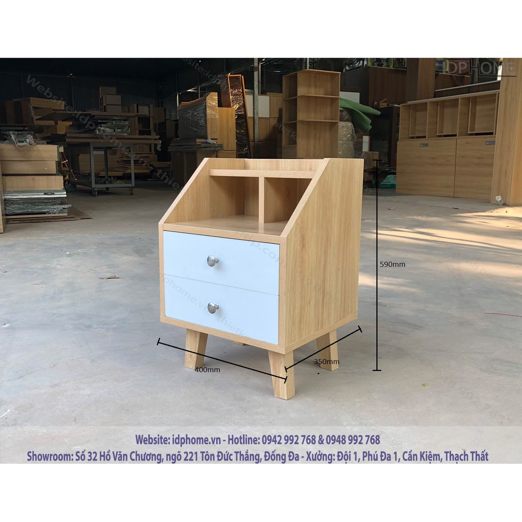 Táp đầu giường 2 ngăn kéo chân gỗ SP6828 | BigBuy360 - bigbuy360.vn