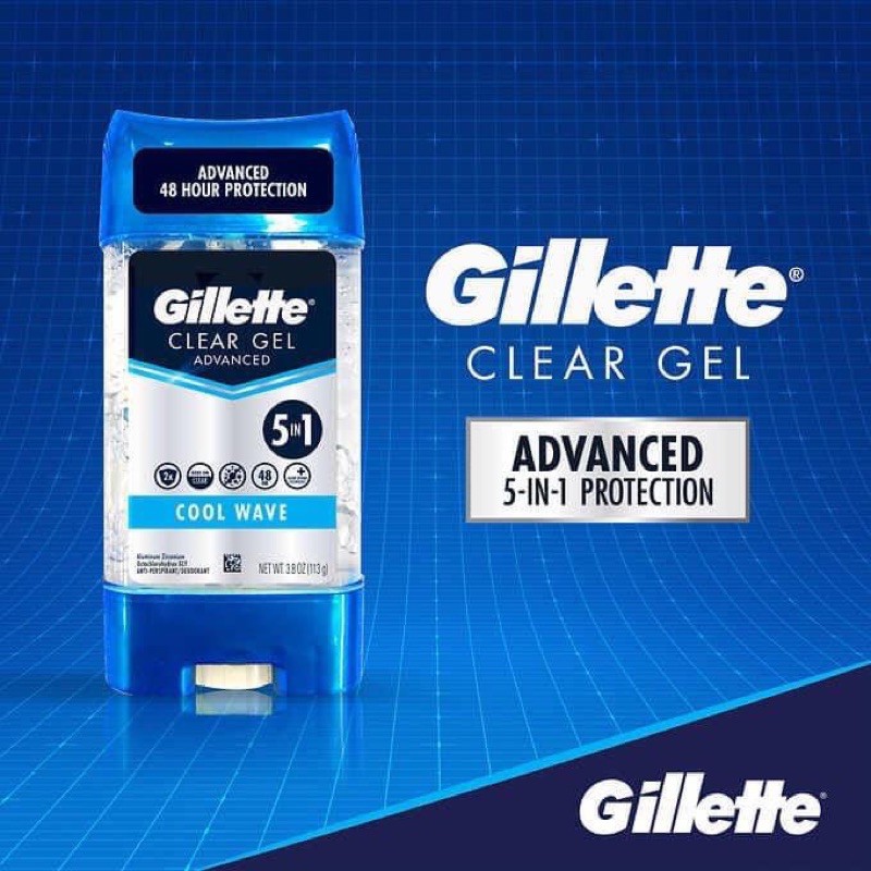 (NK Mỹ) Lăn khử mùi nam Gillette Clear Gel 107g / Sáp 96g Sport Active Arctic Ice Cool Wave 6in1 Ultimate Clear Rush