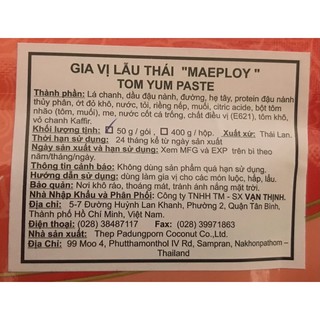 MAE PLOY Gia Vị Lẩu Thái Gói 50gr Tom Yum Paste