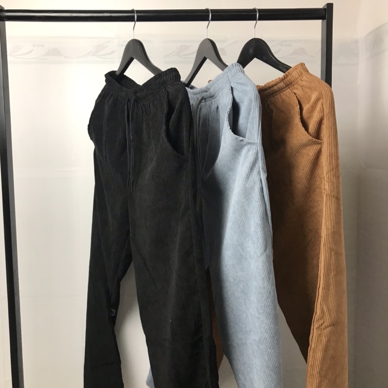 Quần nhung tăm ống rộng, quần nhung tăm ống suông form unisex phong cách Ulzzang outside - Dài nhung