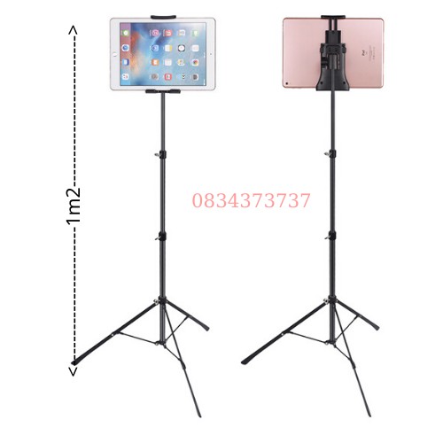 cây livestream, quay tiktok cho ipad máy tính bảng điệnthoại chân tripod cao từ 65cm đến 2m chiều ngang máy nhỏ hơn 20cm