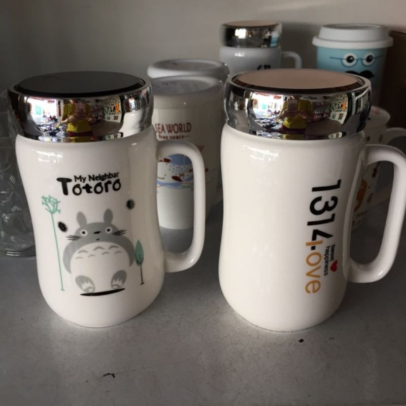 Cốc sứ nắp gương