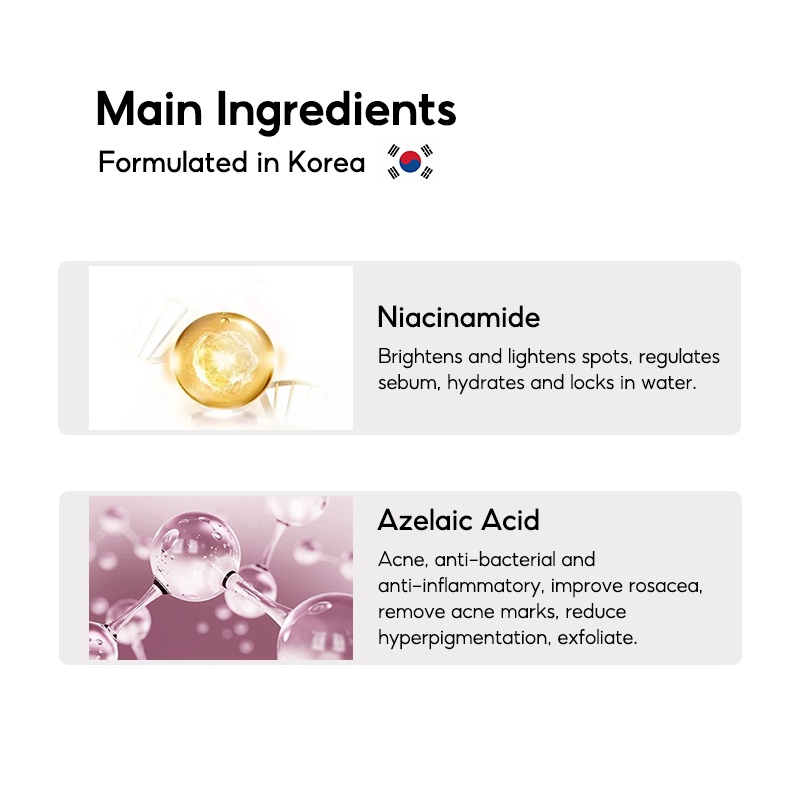 Bộ serum Krisment chứa acid hyaluronic + niacinamide + acid azelaic giảm mụn trứng cá và sẹo mụn làm sáng da 30ml