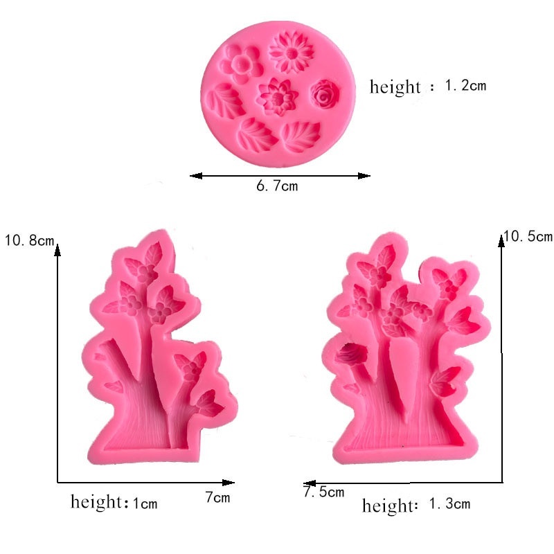 Khuôn Silicone Làm Bánh/Sô Cô La/Sô Cô La/Kẹo Đường Hình Hoa Đào/Hoa Hướng Dương/Lá