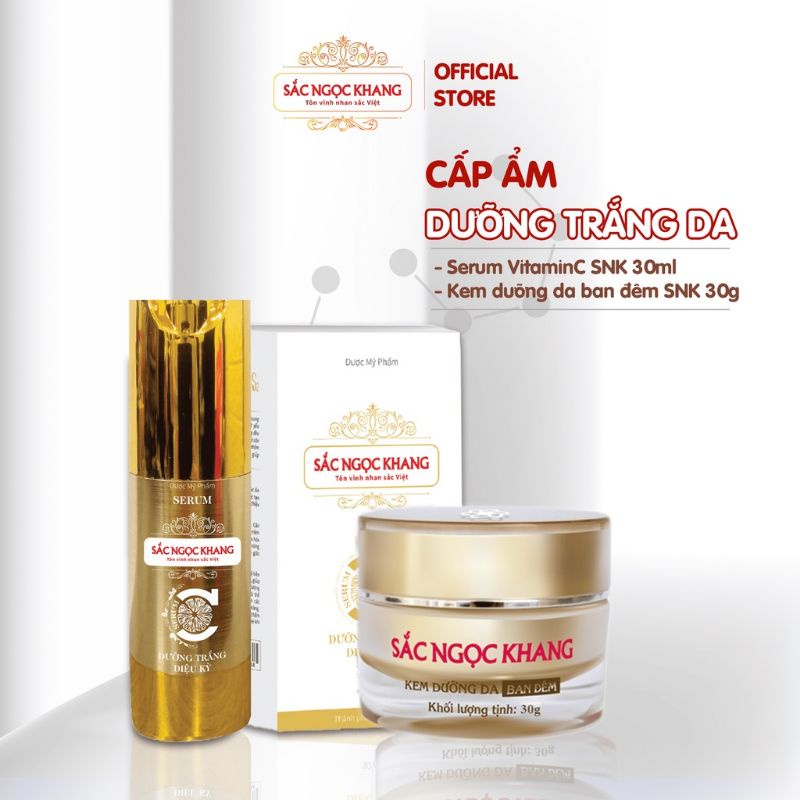 Bộ đôi dưỡng trắng da sắc ngọc khang, serum, kem dưỡng da ban đêm sắc ngọc khang