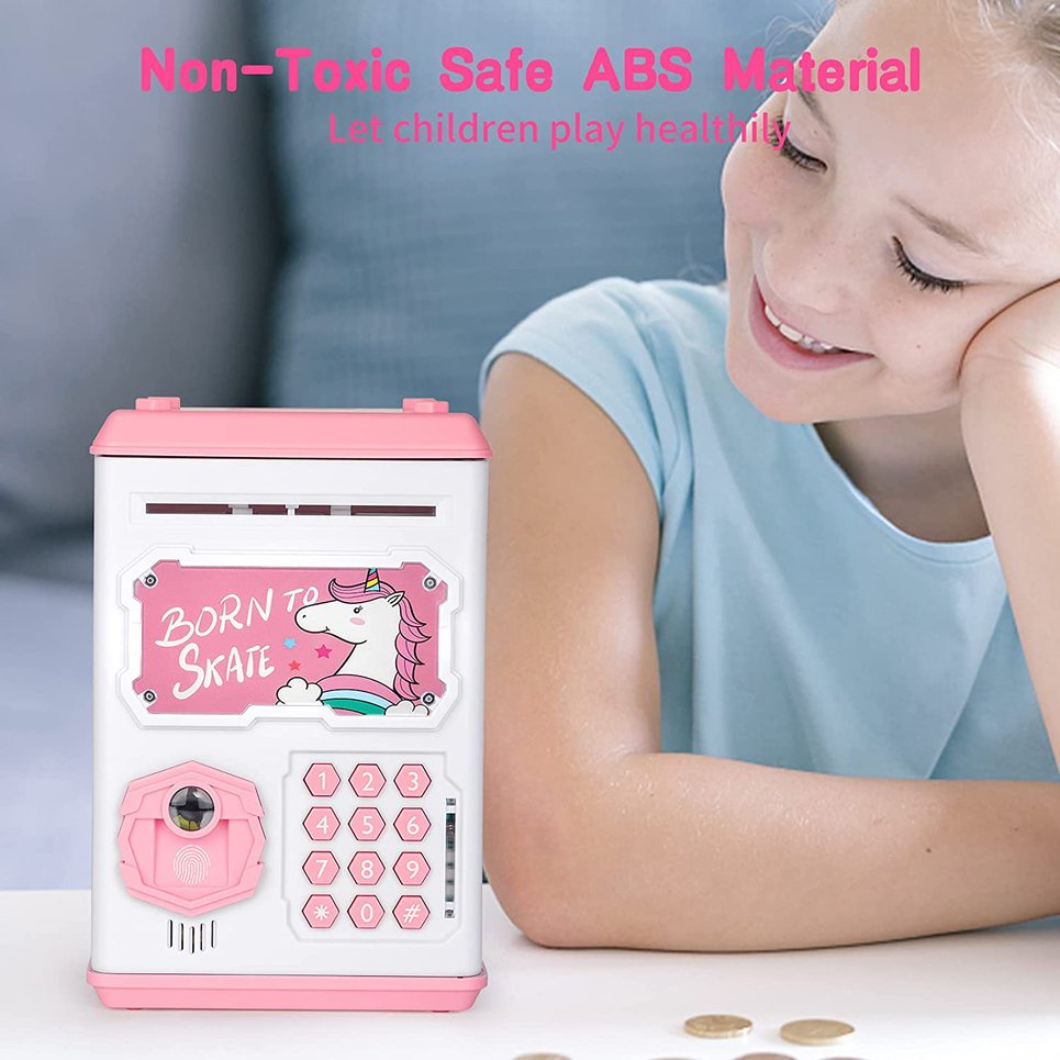 Piggy Bank Unicorn Toy Girl Boy Child Gift Mini ATM Money Box Money Roller